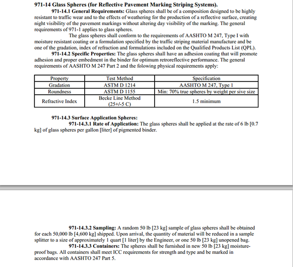 971-14 Glass Spheres (for Reflective Pavement Marking Striping Systems)