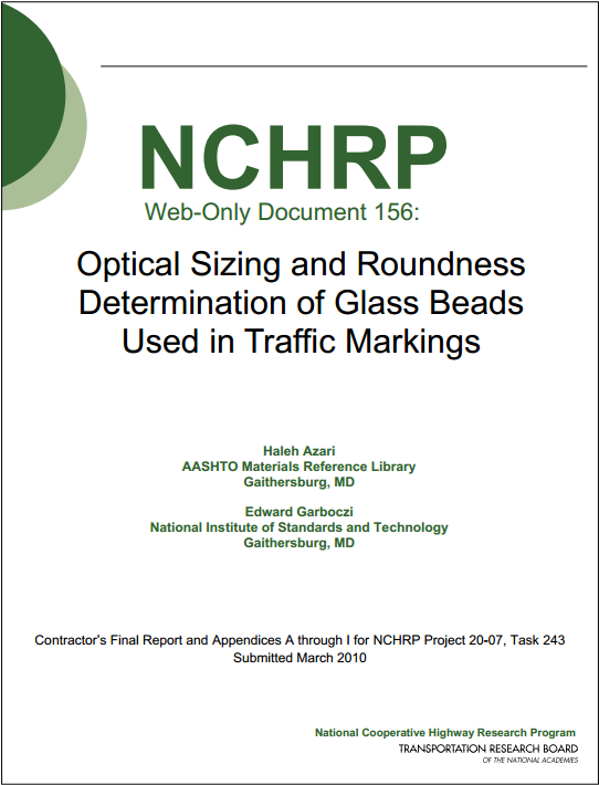 Optical Sizing and Roundness Determination of Glass Beads Used in Traffic Markings