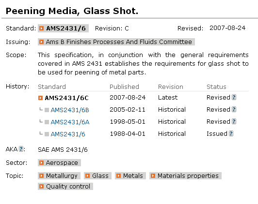 Peening Media Glass Shot-AMS2431-6C